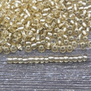 Transparent Glass Beads with Silver Lined, 4mm 6/0 Glass Round Beads, Gold Trans Seed Beads, Rocailles Beads, Beading Supplies #1231