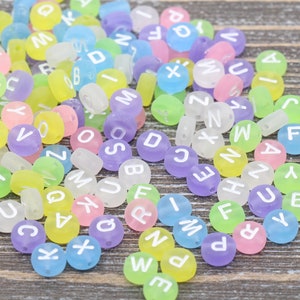 Multicolored Matte Alphabet Letter Beads, Mixed Acrylic Letter Beads, Round Acrylic Beads, Plastic Name Beads in Matte Finish 7mm #31