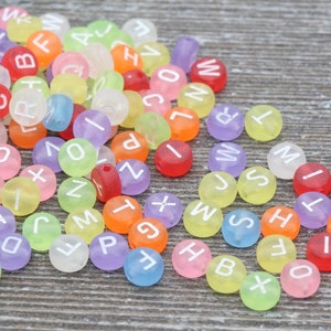 Multicolored Matte Alphabet Letter Beads, Mixed Acrylic Letter Beads, Round Acrylic Beads, Plastic Name Beads in Matte Finish 7mm #58