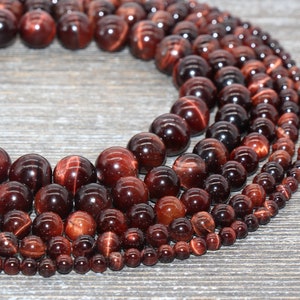 Red Tiger Eye Beads, Tiger Eye Round Stone Beads, Red Gemstone Round Beads #167 image 1
