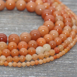 Red Aventurine Beads, Aventurine Gemstone Smooth Round Beads, Jewelry Bracelet Beads, Size 4mm 6mm 8mm 10mm 12mm, Full Strand 15" #218