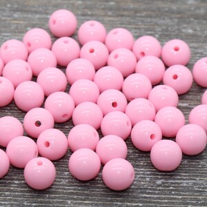 10mm Pink Gumball Beads, Round Acrylic Loose Beads, Bubblegum Beads, Chunky Beads, Gumball Beads, Smooth Plastic Round Beads #818