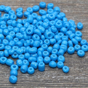 5mm Blue Glass Seed Beads, Size 3/0 Blue Opaque Czech Seed Beads, Rocailles Beads, Bead Bracelet, Beading Supplies #1425