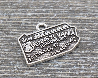 10pcs-silver Ohio State charm silver tone America Map charm
