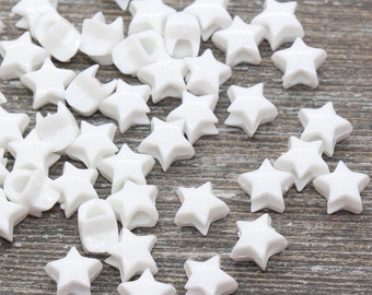 10mm White Star Beads, Acrylic Star Beads, Large Hole Star Beads, Resin Star Beads #47
