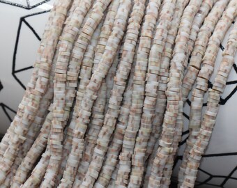 4mm Speckled Heishi Beads, Mix Color Polymer Clay Disc Beads, African Disc Beads, Vinyl Heishi, 16 inch Strand #353
