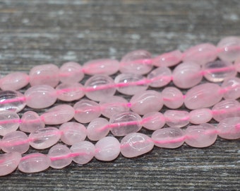15.5 Natural Rose quartz Faceted Rice Nugget,High Quality Pink Color Quartz Gemstone Nugget Beads,Big Stone Nugget Beads