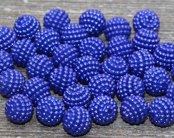 10mm Royal Blue Berry Beads, Imitation Pearl Acrylic Beads, Round Acrylic Loose Beads, Bubblegum Beads, Chunky Beads, Bubble Gum Beads, #799