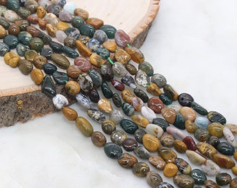 Ocean Jasper Nugget Beads, Gemstone Loose Beads, Pebble Beads, Nugget Beads, Size 6mm-8mm, #50
