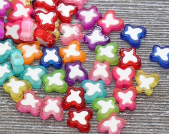 Perline a forma di farfalla multicolore, perline a forma di farfalla in acrilico, perline a forma di farfalla in plastica colorata, perline a fondo piatto, perline a forma di farfalla in resina #301