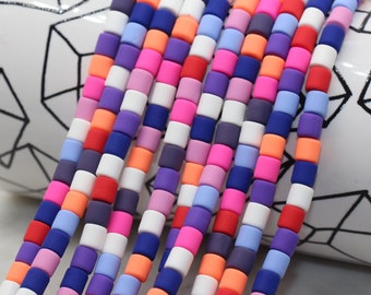 Perline di argilla polimerica a colonna da 6 mm di larghezza, perline distanziatrici Heishi multicolori, perline tubolari di argilla, perline a barile, perline Heishi n. 452