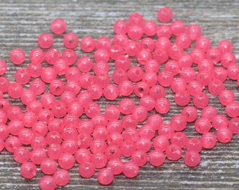 4mm Salmon Pink Round Beads, Translucent Pink Round Gumball Beads, Pink Round Spacer Beads, Bubblegum Beads, Plastic Round Smooth Bead #848