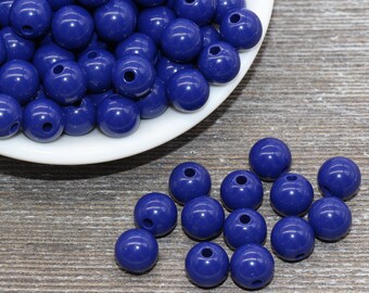 10mm 1V-16 15 Blue Glass Beads with Dark Blue Veins