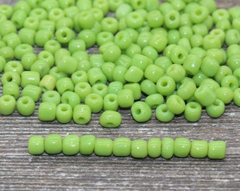 5mm Light Green Glass Seed Beads, Size 3/0 Green Opaque Czech Seed Beads, Rocailles Beads, Bead Bracelet, Beading Supplies #1444