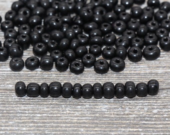 5mm Black Glass Seed Beads, Size 3/0 Black Opaque Czech Seed Beads, Rocailles Beads, Bead Bracelet, Beading Supplies #1424