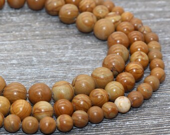 thumbnail image 2 of Natural Wood Grain Jasper Gemstone Spacer Beads – 15.5" Strand, 4mm To 12mm Mix – DIY Jewelry 2 of 5