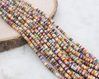 Perline Heishi miste da 4 mm, perline a disco in argilla polimerica multicolore, perline a disco africane, Heishi in vinile, perline per la creazione di gioielli, filo intero n. 547