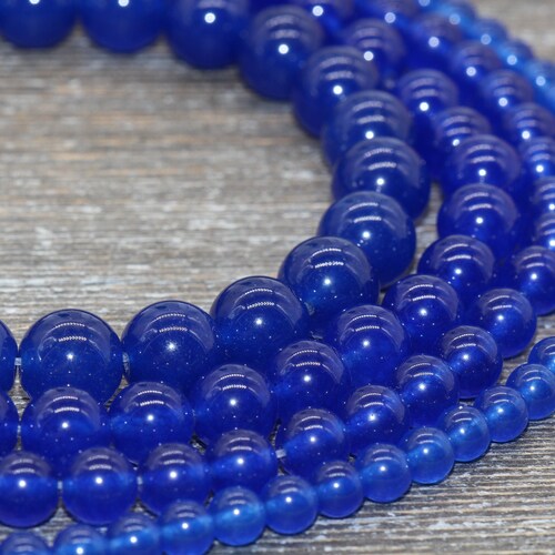 10mm Cobalt Blue Frosted Glass Round Beads 15 Strand | Etsy