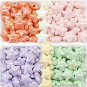 Star Beads, Iridescent Large Hole Acrylic Beads for Bracelets, Rainbow Chunky Star AB Beads, Multicolor Plastic Beads
