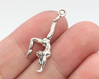 SC2673 8 Love Gymnastics Charms Antique Silver Tone