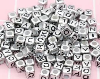 Lot of 2 Initial Letter /" D /" Pewter Metal Square BEAD 6x6mm W// 3mm Hole