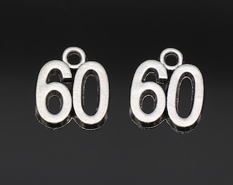 50 Charms 5 x Tibetan Silver Plated BIRTHDAY ANNIVERSARY NUMBERS 16,18,21,30,40