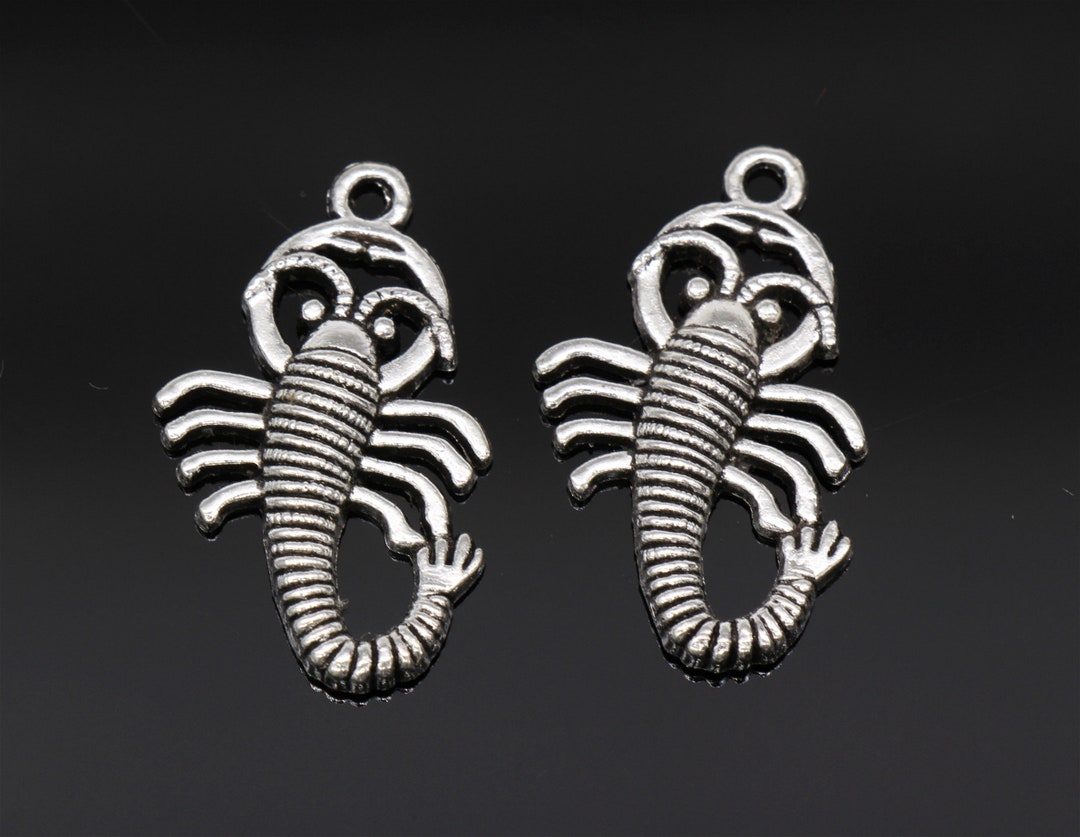 5 Scorpion Charms Antique Silver Tone 30x18mm YD2457 Etsy