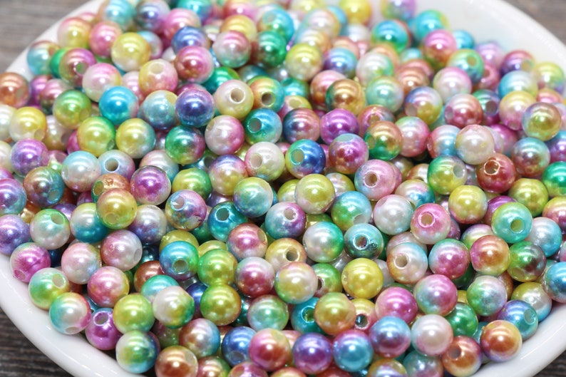 6mm Rainbow Mermaid Ombre Pearls Beads Ombre Beads Chunky Etsy