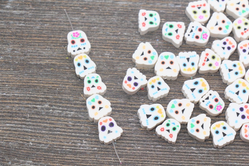 Kawaii Ghost Polymer Clay Beads, Ghost Clay Beads, Cute Ghost Beads, Jewelry Beads, Bead for Bracelet 166 image 3
