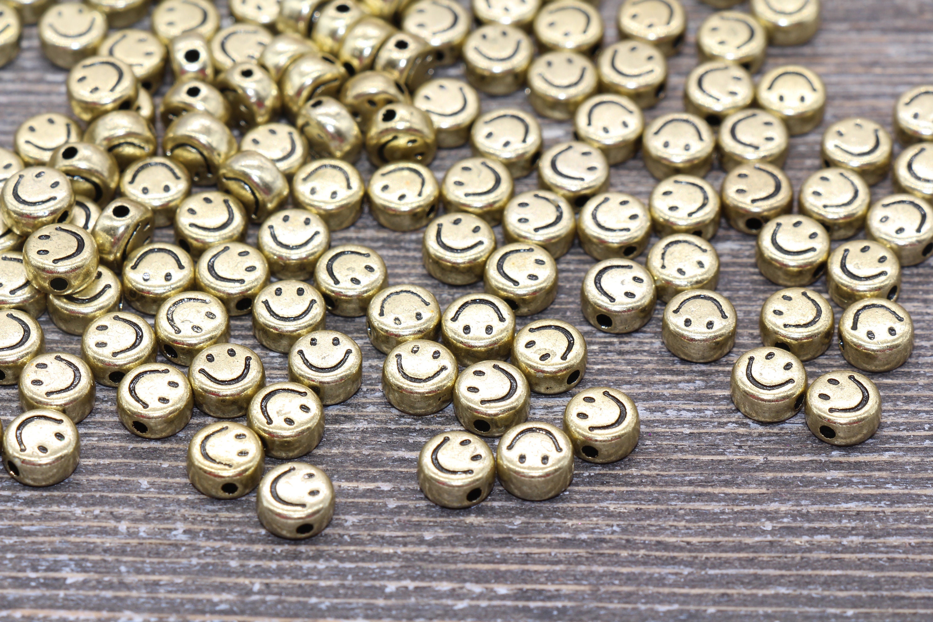 18K Gold Filled Smiley Face Beads, BD104 - BeadsCreation4u