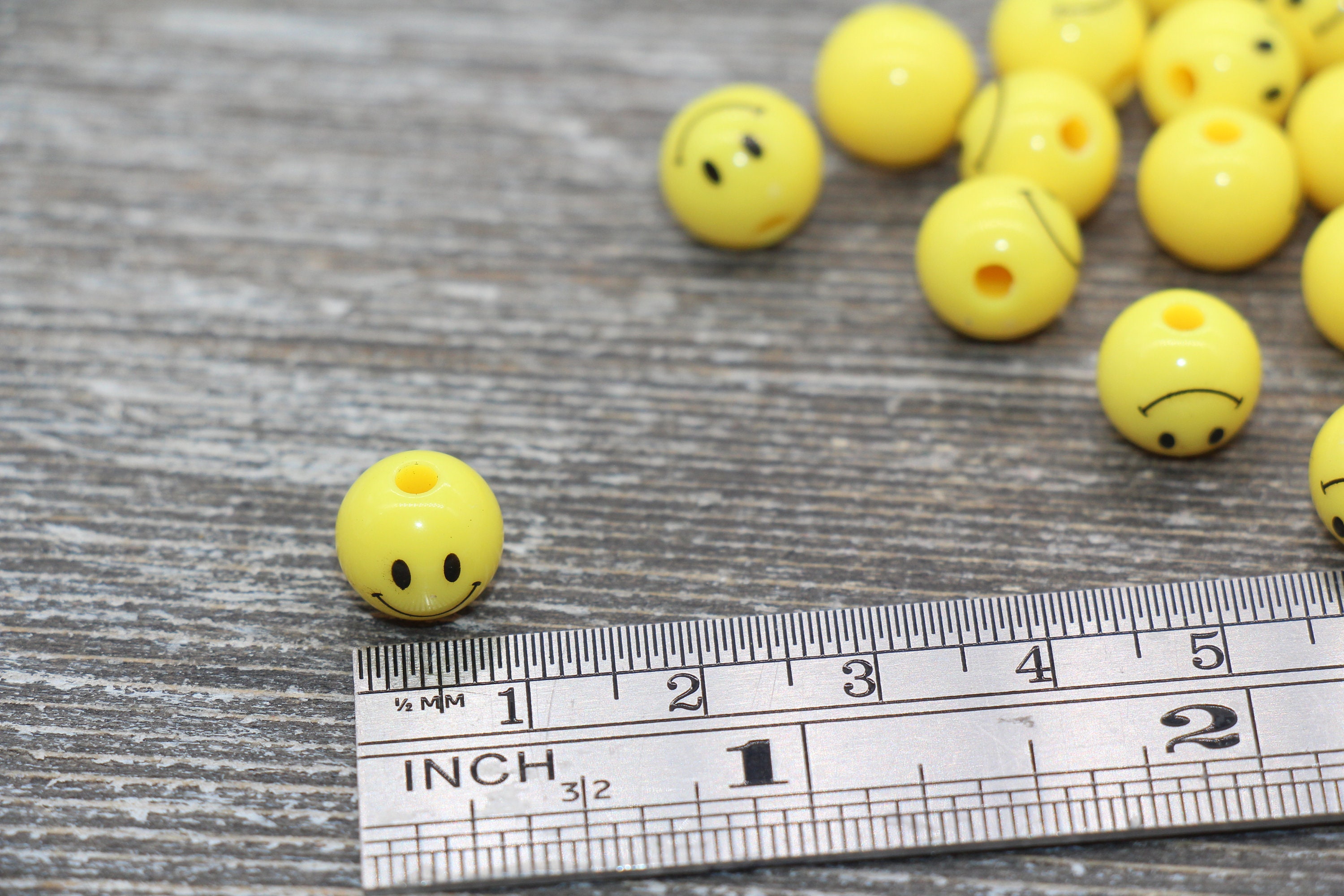 10mm Acrylic Heart Smiley Face Beads, High Quality Beads, Focal