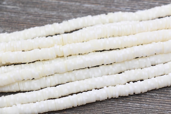 6mm White Speckled Heishi Beads, White Polymer Clay Disc Beads, African  Disc Beads, Vinyl Heishi, 16 inch Strand #210