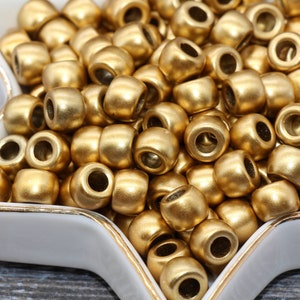 Matte Gold Pony Beads, Acrylic Loose Gold Beads, Plastic Bubblegum Beads, Chunky Beads, Spacer Beads 242 imagem 4