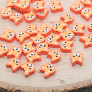 Kawaii Puppy Polymer Clay Beads, Orange Dog Clay Beads, Puppy Clay Loose Beads, Bead for Bracelet, Jewelry Diy Beads 445 image 2