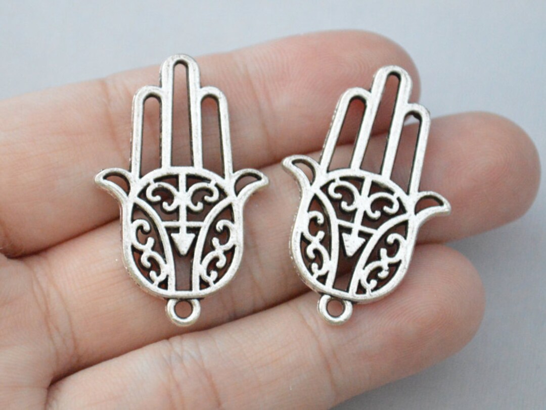 4 Pcs Hamsa Hand Charms Hand Pendants Antique Silver Tone 2 - Etsy