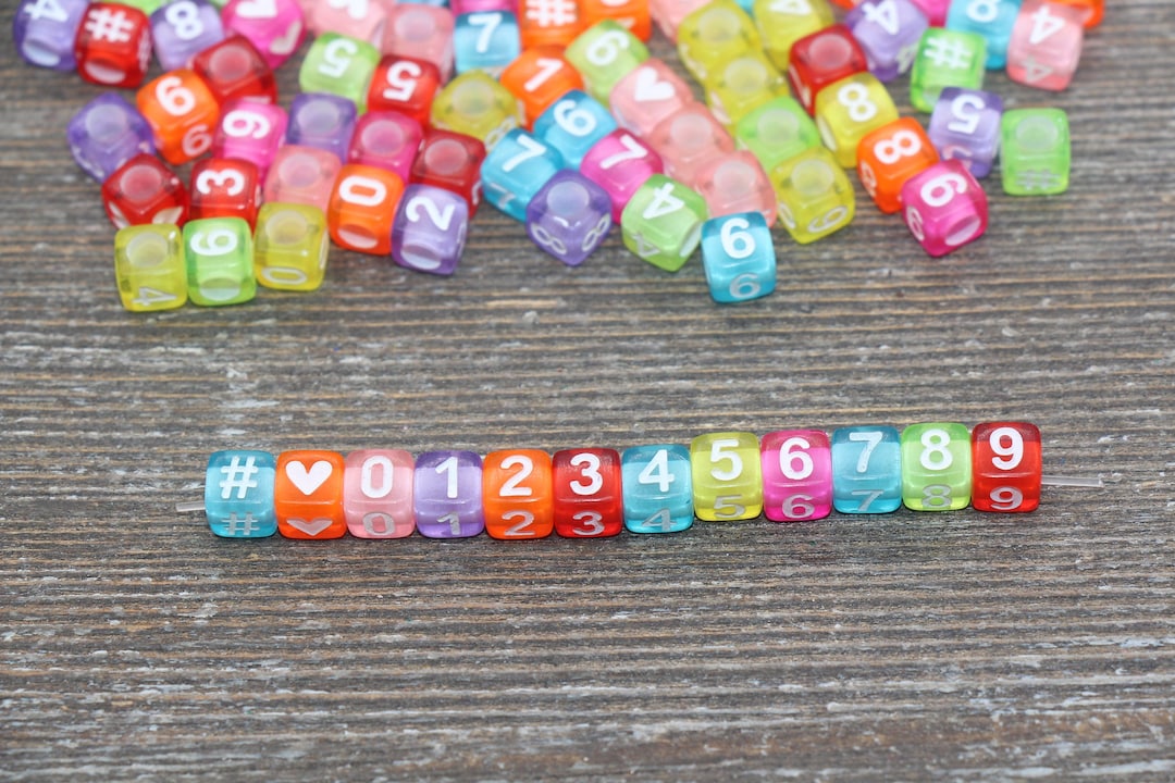 Multicolor Number Beads, Assorted Number Beads, Mix Color Cube Square ...