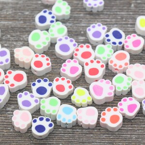 LadayPoa 60 Pcs Cat Claw Beads - 6 Color Dog Paw Charms For Jewelry Making | DIY Bracelet & Necklace Spacer Beads