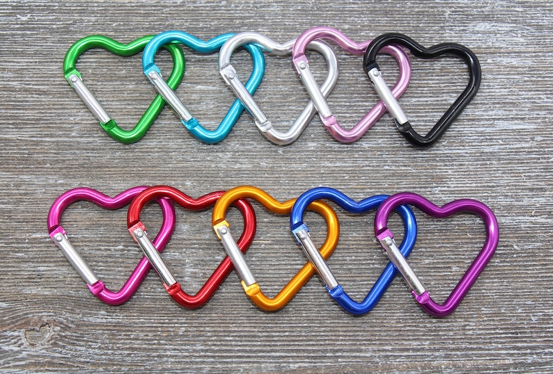 Multicolored Heart Carabiner Heart Shape Clip Heart Keychain Etsy