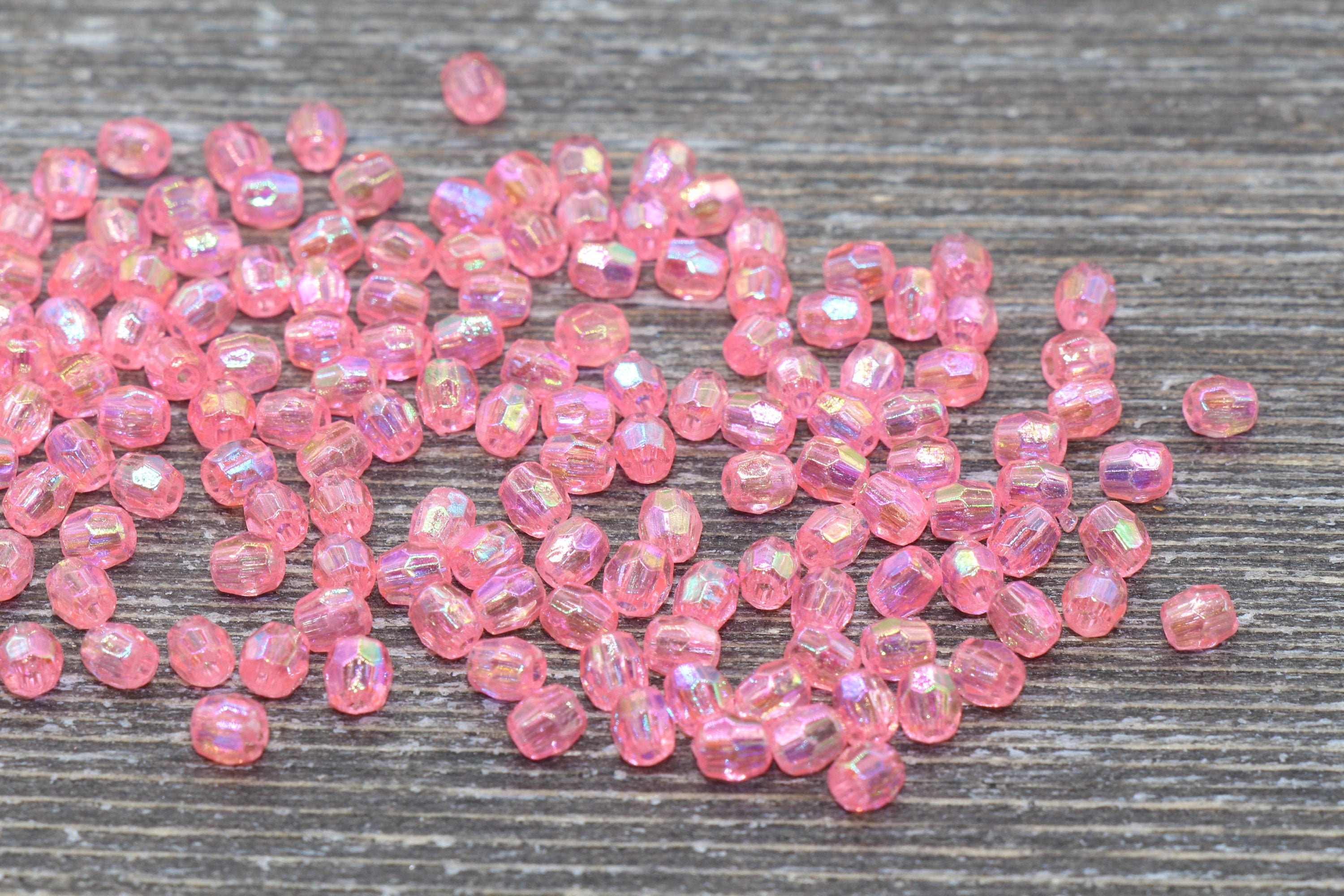 8mm Small AB Bright Mix Translucent Iridescent Acrylic or Resin Beads - 150  pc set