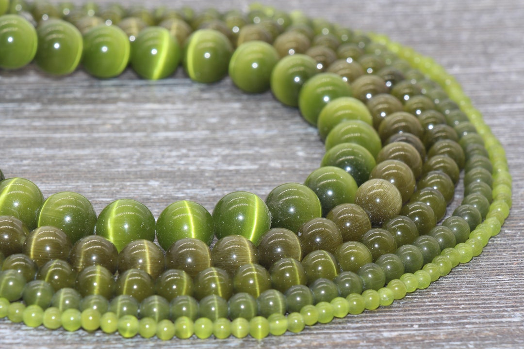 Olive Green Cat Eye Beads Smooth Round Beads Sizes 4mm 6mm Etsy