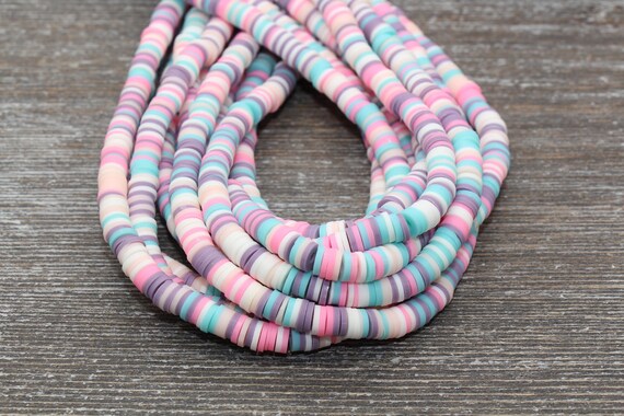 6mm Pastel Multicolored Heishi Beads Polymer Clay Disc Beads