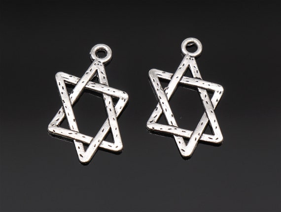 BULK 50 Star of David charms antique silver tone R9