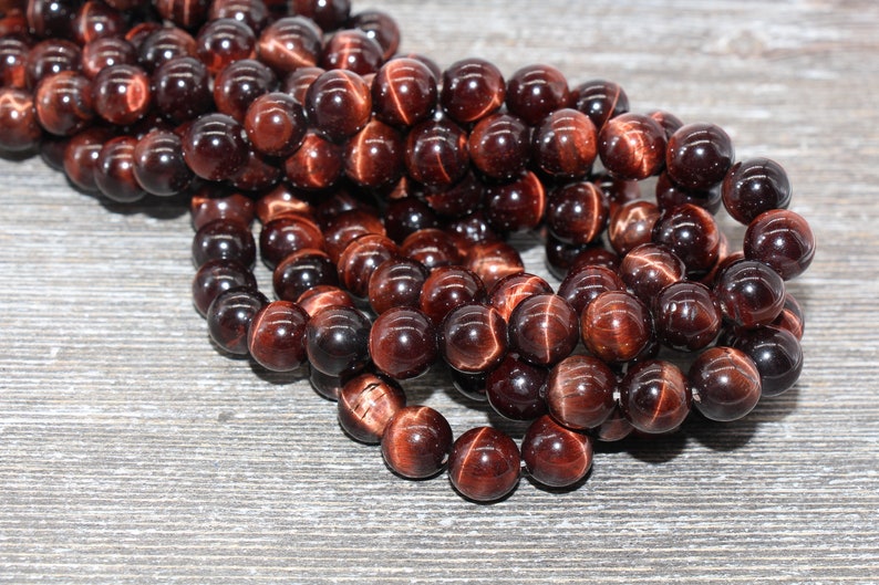 Red Tiger Eye Beads, Tiger Eye Round Stone Beads, Red Gemstone Round Beads #167 10mm
