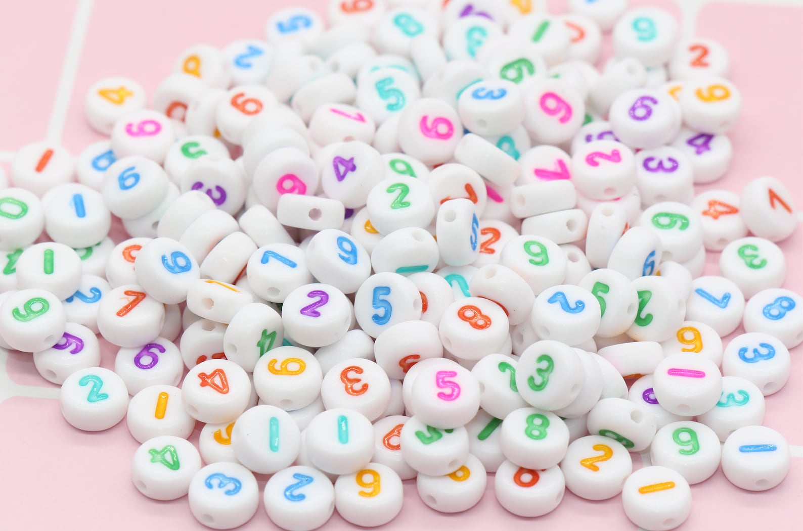 Multicolor Number Beads White Beads With Mix Color Numbers Etsy