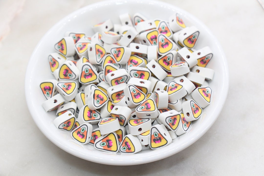 Halloween Candy Clay Beads, Candy Corn Clay Beads, Bracelet Beads, Kids