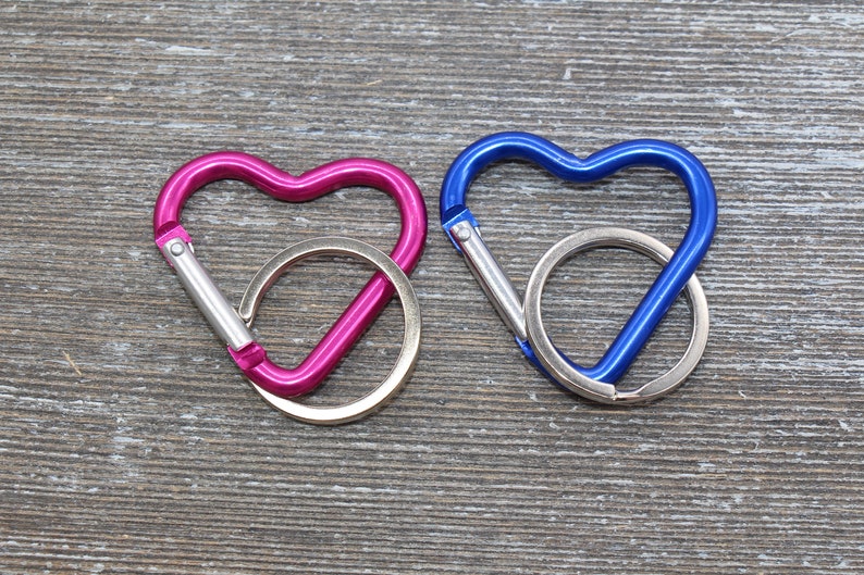 Multicolored Heart Carabiner Heart Shape Clip Heart Keychain Etsy