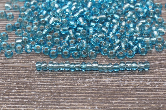 6/0 Sky Blue Seed Beads Silver Lined Round Glass Seed Beads 4mm