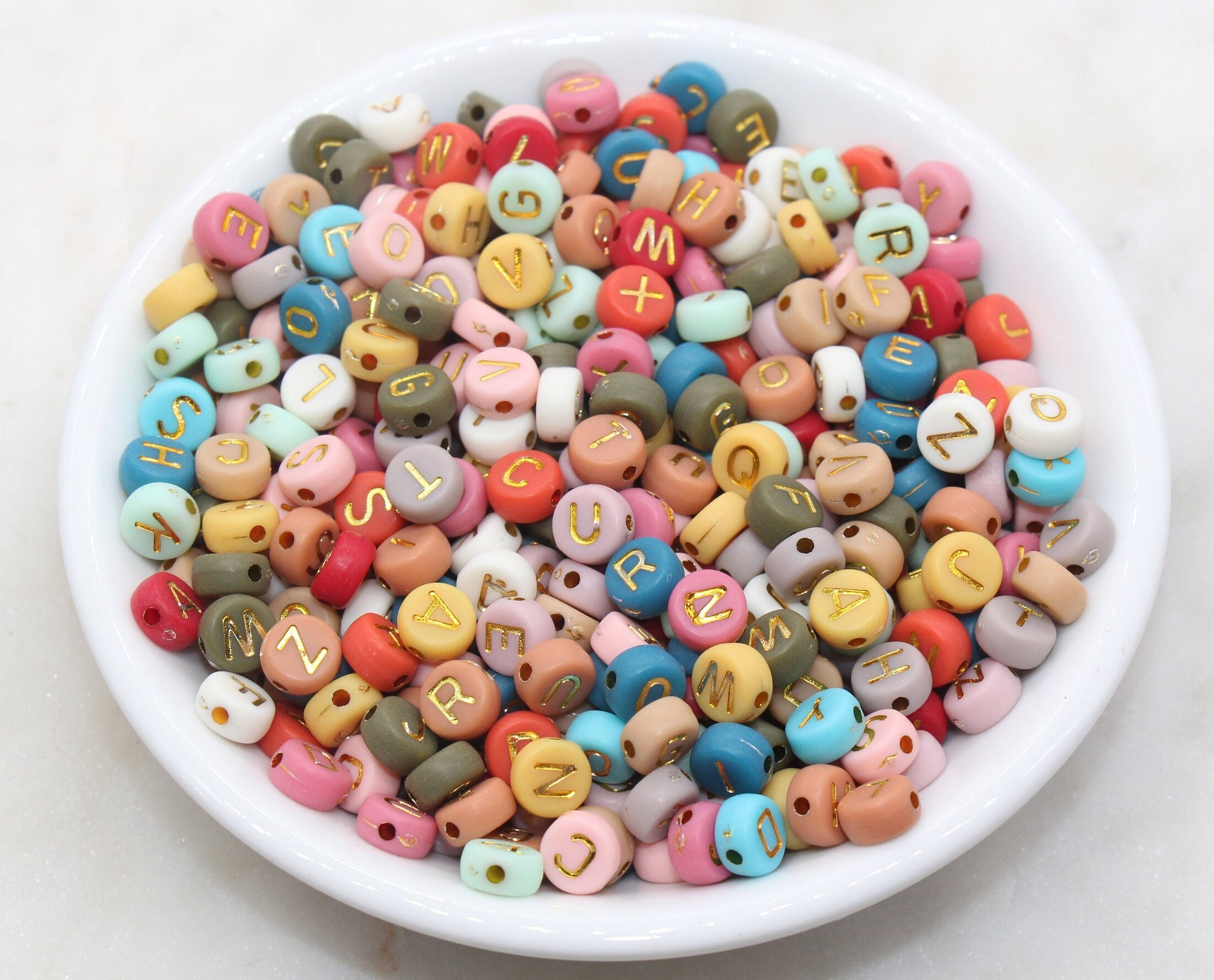 Round Multicolour Letter Beads - Custom Letter Beads