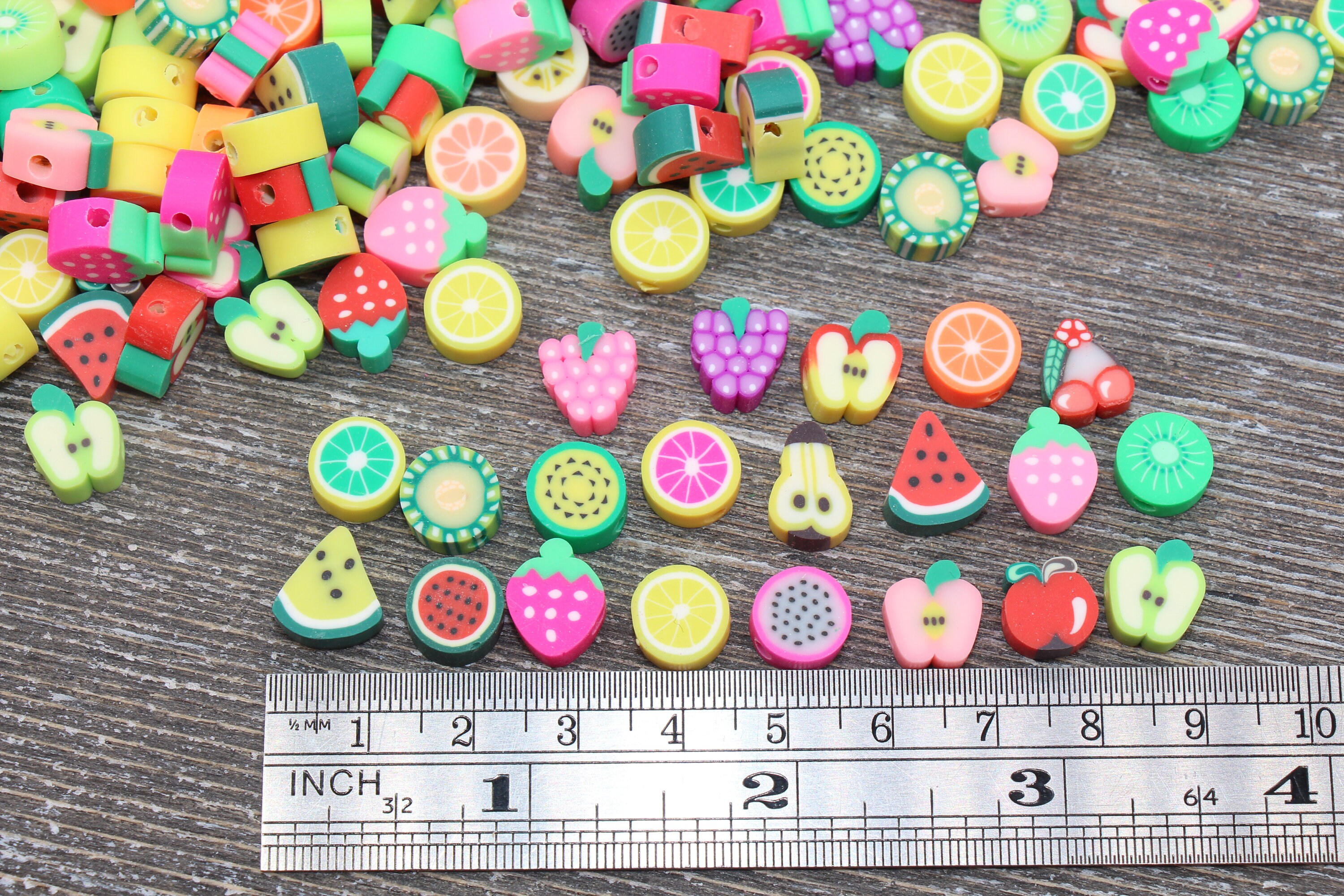 10/20/50/100pcs Polymer Fruit Beads, Kawaii Fruit Charms Style 1 