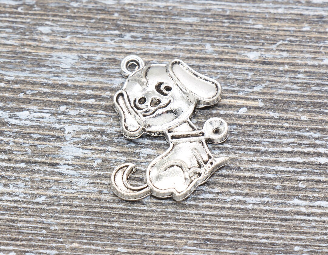 6 Dog Charms Dog Pendants Puppy Charms Silver Dog Charms Etsy